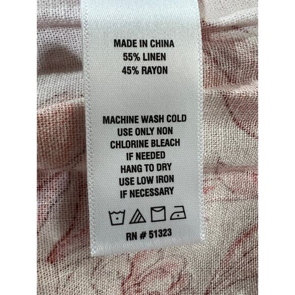 CECE WOMENS SIZE SMALL FLORAL PUFF SLEEVE BELTED LINEN BLEND MAXI DRESS PINK NEW - Picture 12 of 13